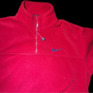 Vintage Nike Men’s Large Pullover Red Fleece Half-Zip Up